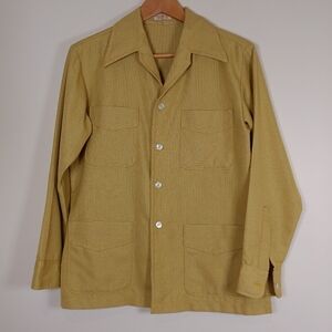Vintage Men's Mustard/Chartreuse Shirt Jacket Pointy Collar